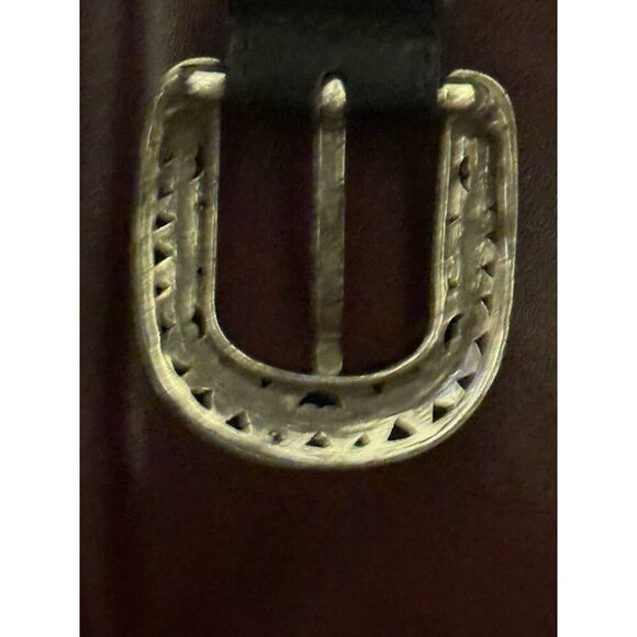 Vintage BRIGHTON Women's Black Leather Concho Belt 1995 Large Up To 34 InchWaist - Picture 13 of 16
